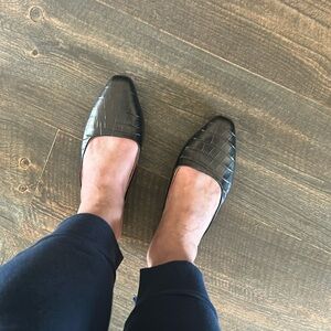 💎NWOB J.Crew "Carolyn" Black Croc- Embossed Leather Mules